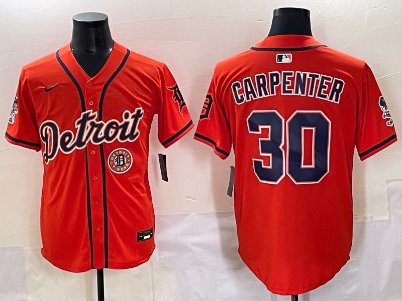 Men 2025 Detroit Tigers #30 Carpenter Orange Fashion Nike MLB Jersey style 7157